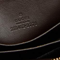 Gucci Beige/Ebony GG Canvas and Leather Zip Around Card Case 