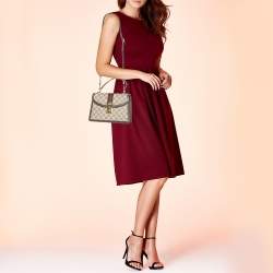 Pre Owned Gucci Beige/Brown Supreme Canvas And Leather Small Ophidia Top Handle Bag