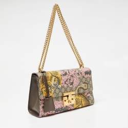 Gucci Multicolor GG Supreme Bengal Canvas and Leather Medium Padlock Shoulder Bag