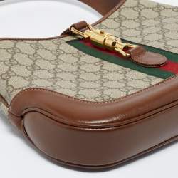 Gucci Beige/Brown GG Supreme Canvas And Leather Small Jackie 1961 Hobo