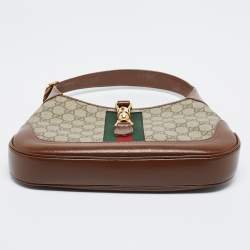 Gucci Beige/Brown GG Supreme Canvas And Leather Small Jackie 1961 Hobo