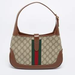 Gucci Beige/Brown GG Supreme Canvas And Leather Small Jackie 1961 Hobo
