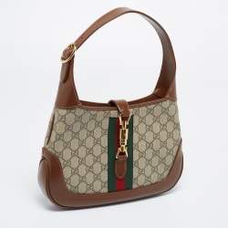 Gucci Beige/Brown GG Supreme Canvas And Leather Small Jackie 1961 Hobo