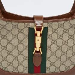Gucci Beige/Brown GG Supreme Canvas And Leather Small Jackie 1961 Hobo
