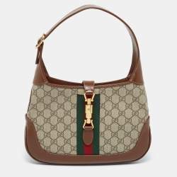 Gucci Beige/Brown GG Supreme Canvas And Leather Small Jackie 1961 Hobo