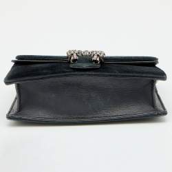 Pre Owned حقيبة كروس غوتشي سوبر ميني ديونسوس جلد وقطيفة أسود