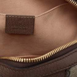 Pre Owned Gucci Beige/Brown GG Supreme Canvas and Leather Small Ophidia Boston Bag