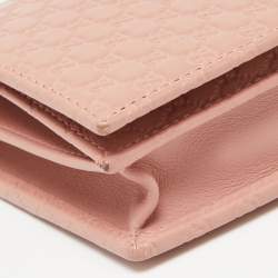 Pre Owned Gucci Pink Guccissima Leather Crossbody Wallet On Chain