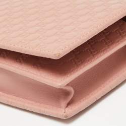 Pre Owned Gucci Pink Guccissima Leather Crossbody Wallet On Chain