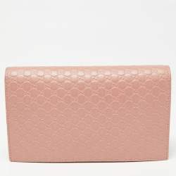 Pre Owned Gucci Pink Guccissima Leather Crossbody Wallet On Chain