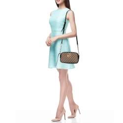 مملوكة مسبقًا حقيبة كتف غوتشي مارمونت كانفاس جي جي أسود/بيج صغيرة