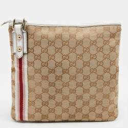 مملوكة مسبقًا Gucci Beige/White GG Canvas And Leather Web Jolicoeur Charms Shoulder Bag