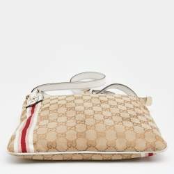 مملوكة مسبقًا Gucci Beige/White GG Canvas And Leather Web Jolicoeur Charms Shoulder Bag