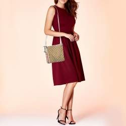 مملوكة مسبقًا Gucci Beige/White GG Canvas And Leather Web Jolicoeur Charms Shoulder Bag