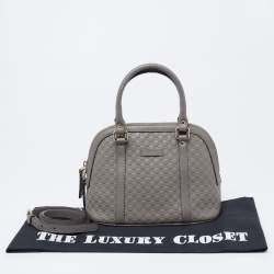 Pre Owned Gucci Grey Microguccissima Leather Mini Dome Satchel