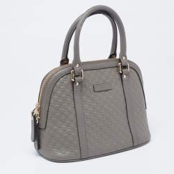 Pre Owned Gucci Grey Microguccissima Leather Mini Dome Satchel