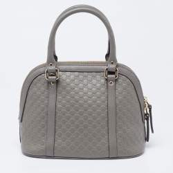 Pre Owned Gucci Grey Microguccissima Leather Mini Dome Satchel