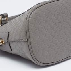 Pre Owned Gucci Grey Microguccissima Leather Mini Dome Satchel