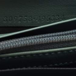 Pre Owned Gucci Green Microguccissima Patent Leather Zip Around Wallet 