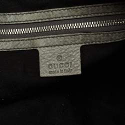 Pre Owned Gucci Grey Leather Medium Bamboo Bar Shoulder Bag