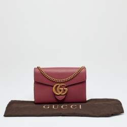 Pre Owned محفظة غوتشي جي جي مارمونت جلد وردي بسلسلة