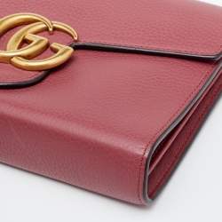 Pre Owned محفظة غوتشي جي جي مارمونت جلد وردي بسلسلة