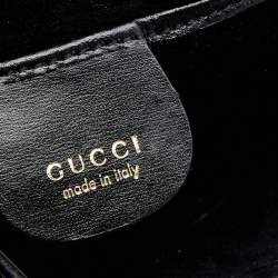 Pre Owned حقيبة يد توتس غوتشي فيتندج سويدي أسود بإطار