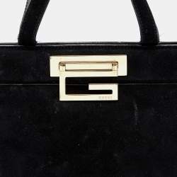 Pre Owned حقيبة يد توتس غوتشي فيتندج سويدي أسود بإطار