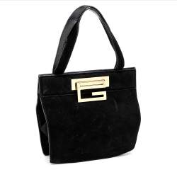 Pre Owned حقيبة يد توتس غوتشي فيتندج سويدي أسود بإطار