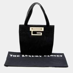 Pre Owned حقيبة يد توتس غوتشي فيتندج سويدي أسود بإطار