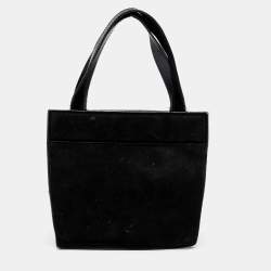 Pre Owned حقيبة يد توتس غوتشي فيتندج سويدي أسود بإطار