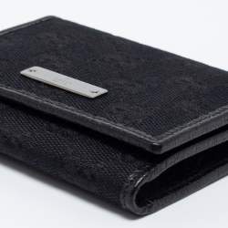 مملوكة مسبقًا Gucci Black GG Canvas and Leather Flap Card Holder