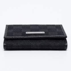 مملوكة مسبقًا Gucci Black GG Canvas and Leather Flap Card Holder