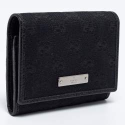 مملوكة مسبقًا Gucci Black GG Canvas and Leather Flap Card Holder