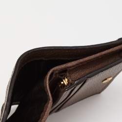 Pre Owned Gucci Beige/Brown GG Supreme Canvas and Leather Ophidia Web Compact Wallet