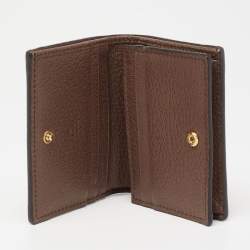 Pre Owned Gucci Beige/Brown GG Supreme Canvas and Leather Ophidia Web Compact Wallet