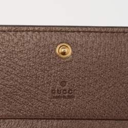 Pre Owned Gucci Beige/Brown GG Supreme Canvas and Leather Ophidia Web Compact Wallet