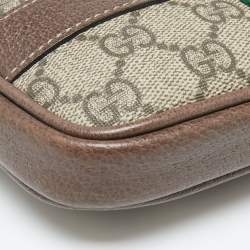 Pre Owned Gucci Beige/Ebony GG Supreme Coated Canvas and Leather Ophidia Belt Bag
