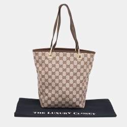 Pre Owned Gucci Light Pink/Brown GG Canvas And Leather Mini Bucket Bag