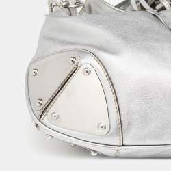 Pre Owned Gucci Metallic Silver Leather Medium Babouska Indy Hobo
