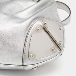 Pre Owned Gucci Metallic Silver Leather Medium Babouska Indy Hobo
