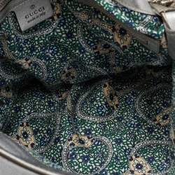 Pre Owned Gucci Metallic Silver Leather Medium Babouska Indy Hobo