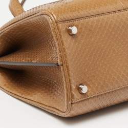 مملوكة مسبقًا حقيبة يد توتس غوتشي زومي جلد ثعبان بني كاراميل متوسطة