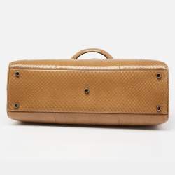 مملوكة مسبقًا حقيبة يد توتس غوتشي زومي جلد ثعبان بني كاراميل متوسطة