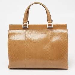 مملوكة مسبقًا حقيبة يد توتس غوتشي زومي جلد ثعبان بني كاراميل متوسطة