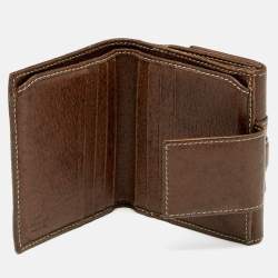 مملوكة مسبقًا Gucci Metallic Gold/Brown GG Canvas And Leather Compact Wallet