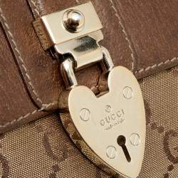 مملوكة مسبقًا Gucci Metallic Gold/Brown GG Canvas And Leather Compact Wallet