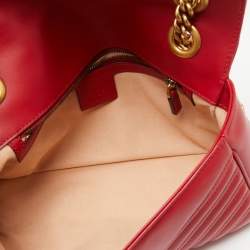 Pre Owned حقيبة كتف غوتشي مارمونت جي جي جلد ماتيلاس حمراء صغيرة