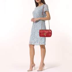 Pre Owned حقيبة كتف غوتشي مارمونت جي جي جلد ماتيلاس حمراء صغيرة