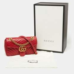 Pre Owned حقيبة كتف غوتشي مارمونت جي جي جلد ماتيلاس حمراء صغيرة
